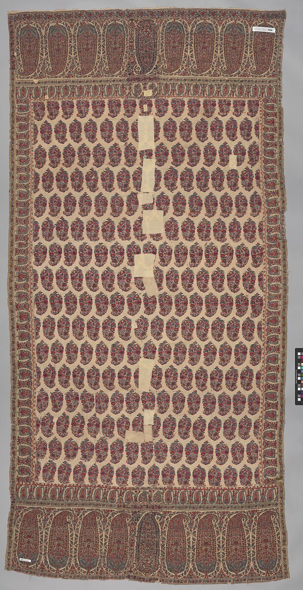 Shawl of Joined Fragments, Wool; double interlocking twill tapestry weave, pieced