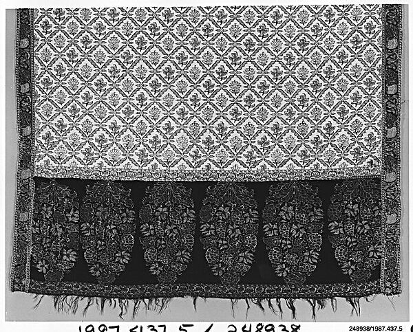 Shawl of Joined Fragments, Wool; twill weave and double interlocking twill tapestry weave