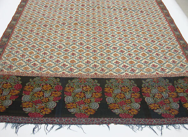 Shawl of Joined Fragments, Wool; twill weave and double interlocking twill tapestry weave
