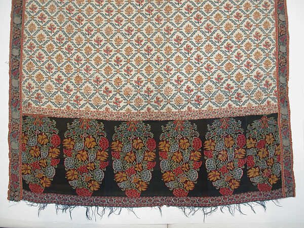 Shawl of Joined Fragments, Wool; twill weave and double interlocking twill tapestry weave