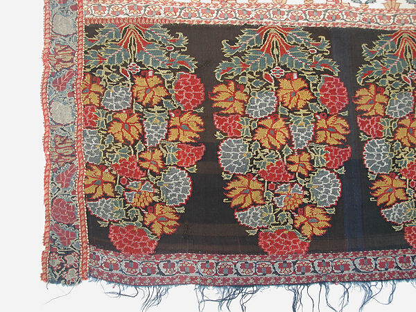 Shawl of Joined Fragments, Wool; twill weave and double interlocking twill tapestry weave