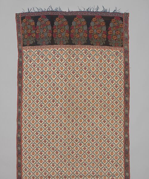 Shawl of Joined Fragments, Wool; twill weave and double interlocking twill tapestry weave