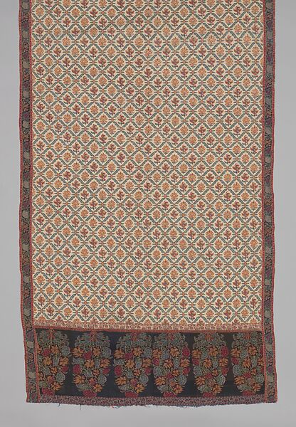 Shawl of Joined Fragments, Wool; twill weave and double interlocking twill tapestry weave