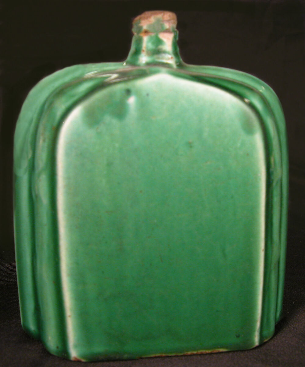 Bottle, Stonepaste; molded and glazed