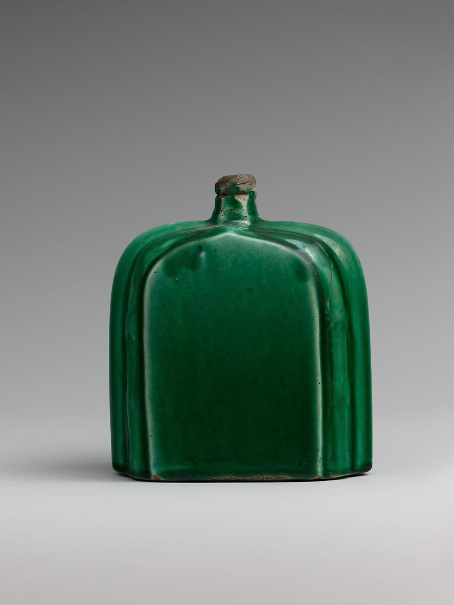 Bottle, Stonepaste; molded and glazed