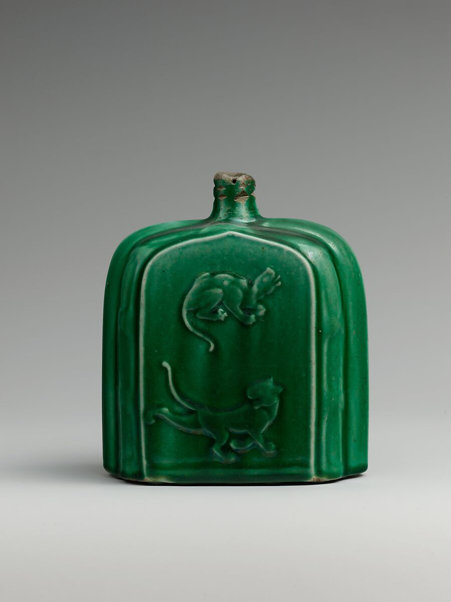 Bottle, Stonepaste; molded and glazed