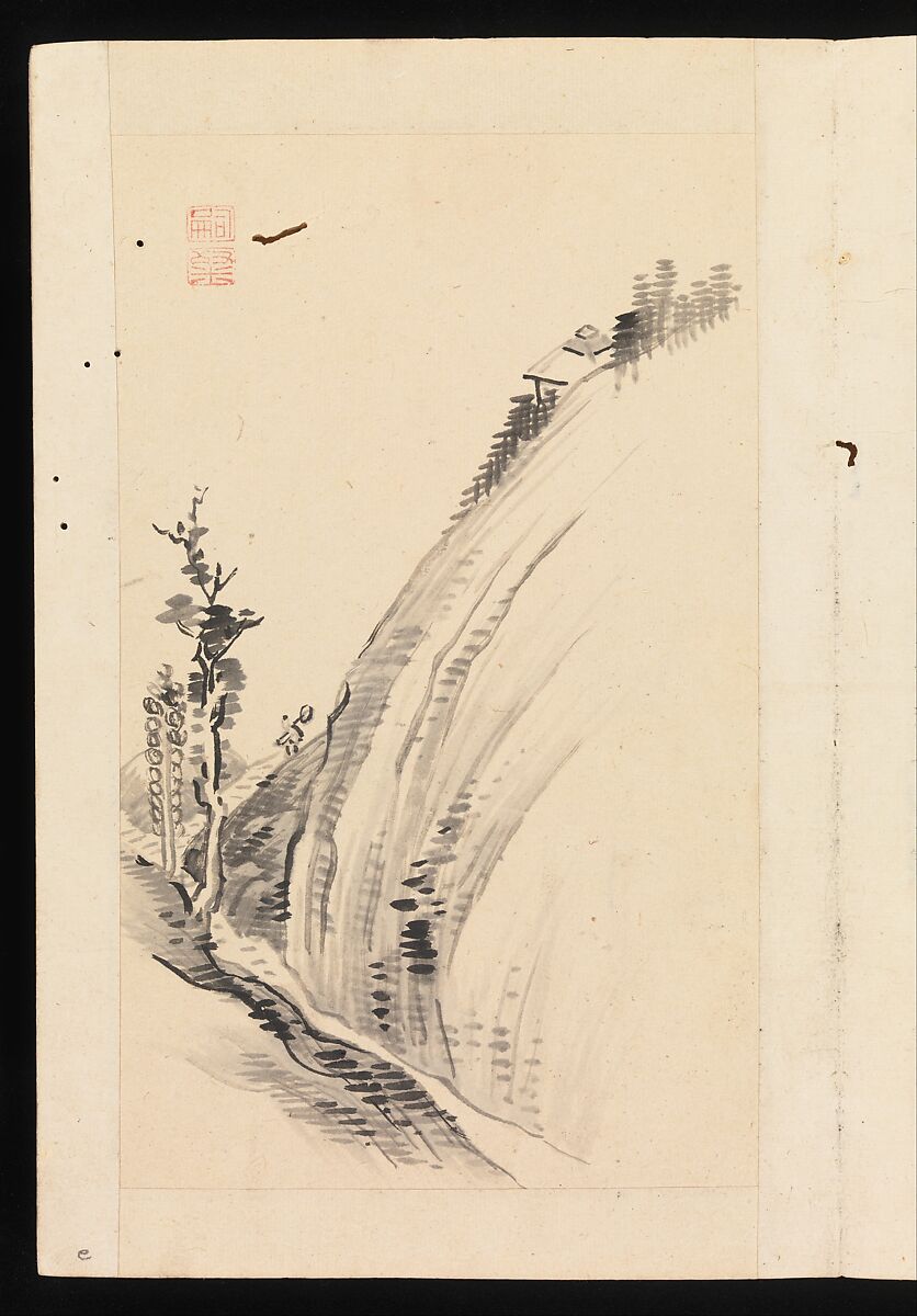 Album of Landscape Paintings, Kuwayama Gyokushū (Japanese, 1746–1799), Album of fourteen paintings and one calligraphy; Ink and color on paper, Japan