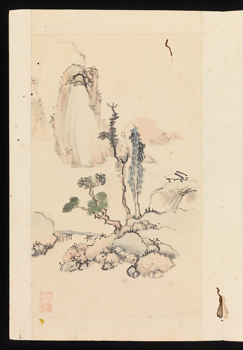 Album of Landscape Paintings, Kuwayama Gyokushū (Japanese, 1746–1799), Album of fourteen paintings and one calligraphy; Ink and color on paper, Japan