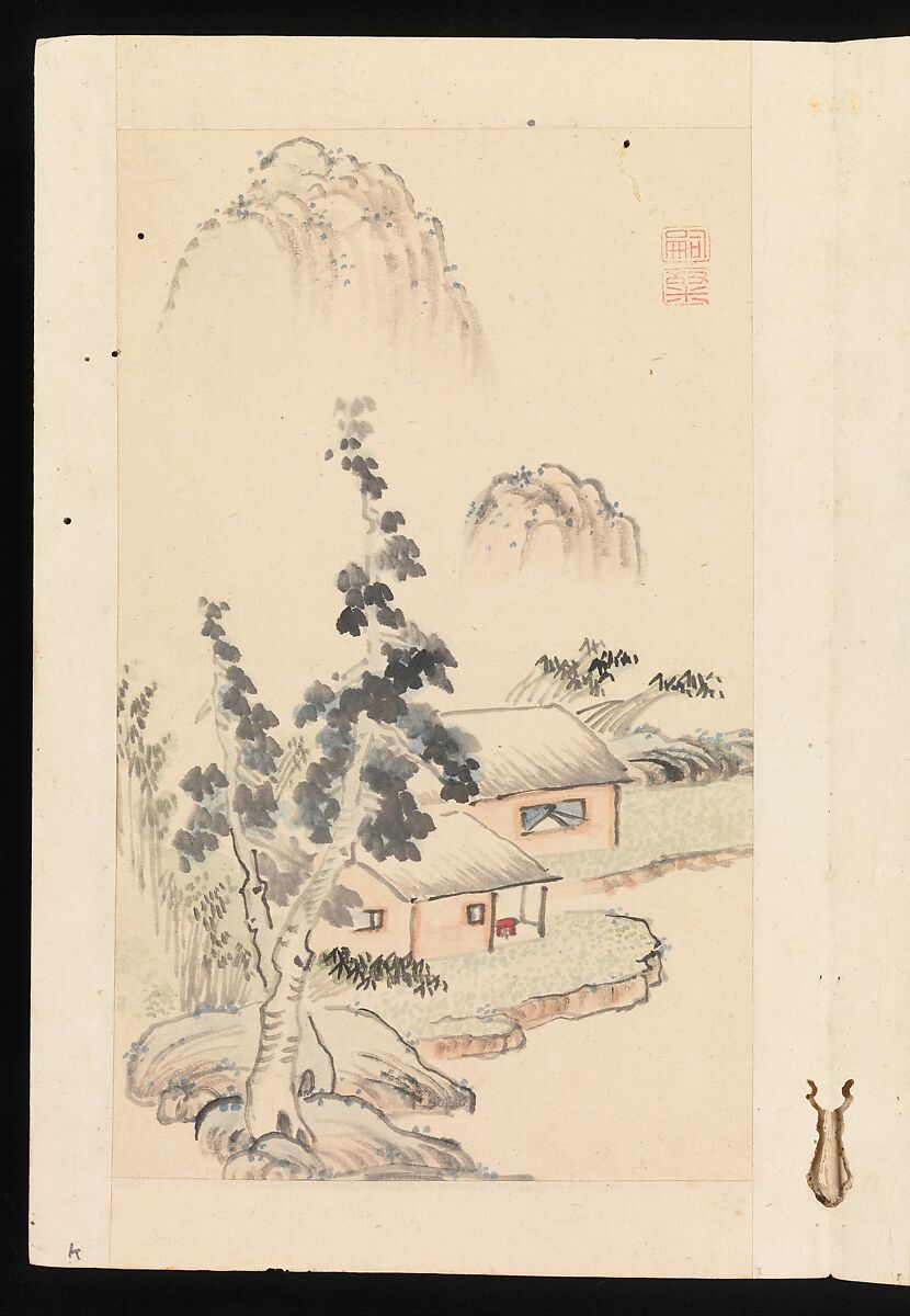 Album of Landscape Paintings, Kuwayama Gyokushū (Japanese, 1746–1799), Album of fourteen paintings and one calligraphy; Ink and color on paper, Japan