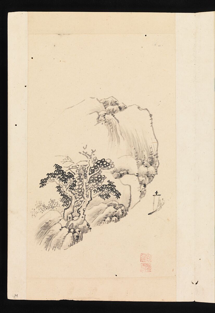 Album of Landscape Paintings, Kuwayama Gyokushū (Japanese, 1746–1799), Album of fourteen paintings and one calligraphy; Ink and color on paper, Japan