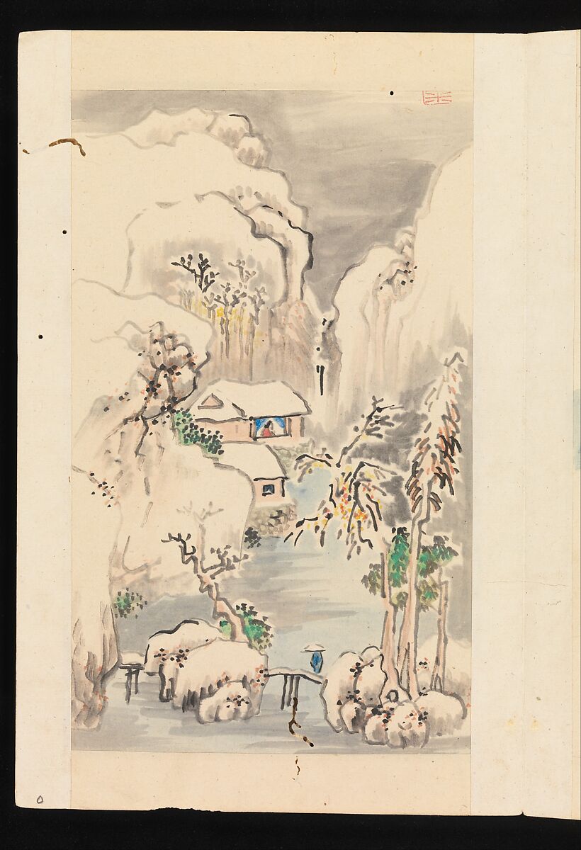 Album of Landscape Paintings, Kuwayama Gyokushū (Japanese, 1746–1799), Album of fourteen paintings and one calligraphy; Ink and color on paper, Japan