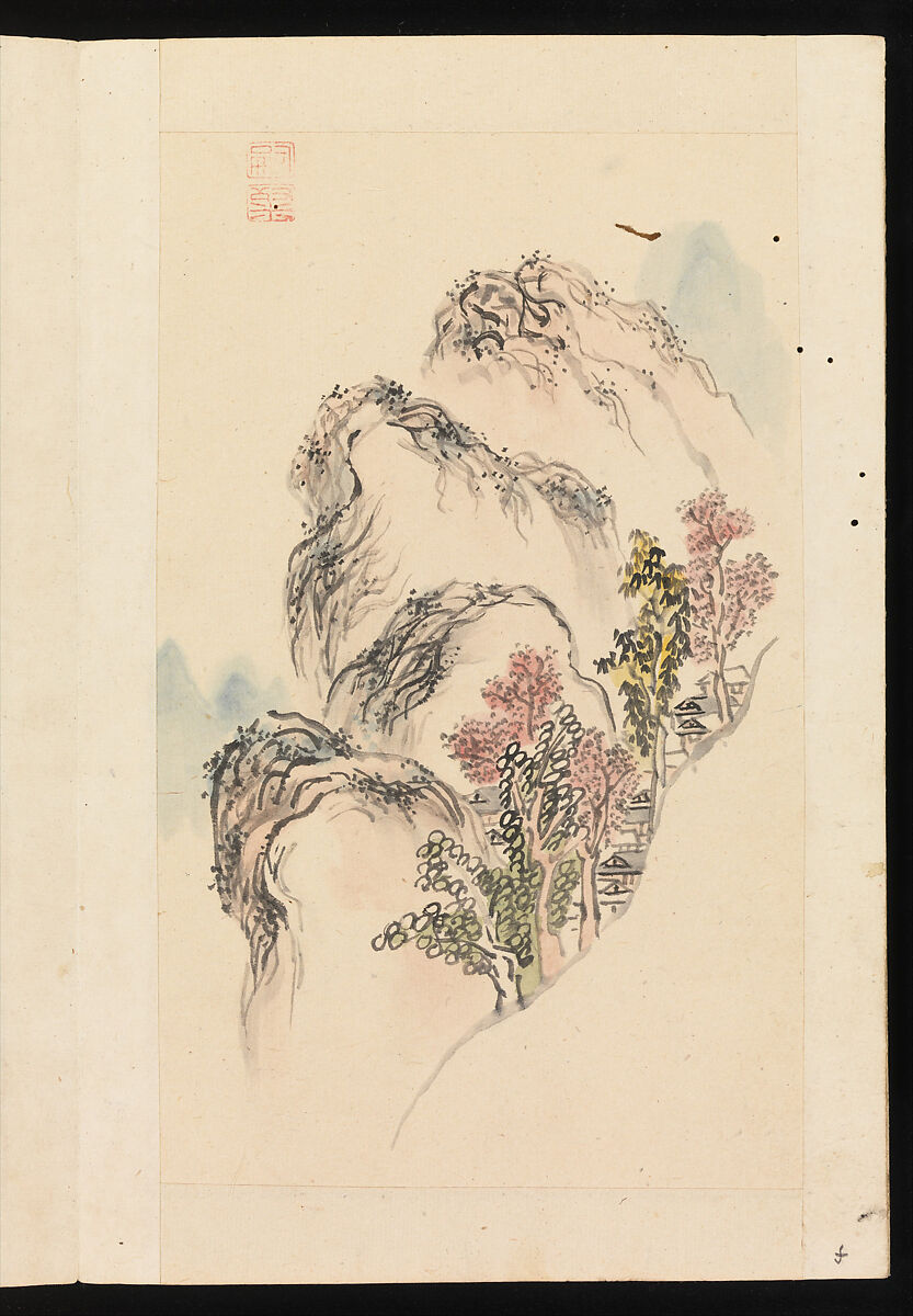 Album of Landscape Paintings, Kuwayama Gyokushū (Japanese, 1746–1799), Album of fourteen paintings and one calligraphy; Ink and color on paper, Japan 
