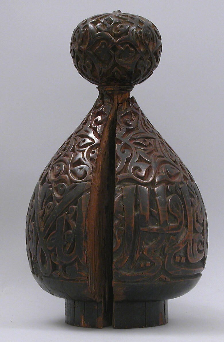 Finial, Possibly from a Cenotaph, Wood; turned and carved with traces of later paint and gilding