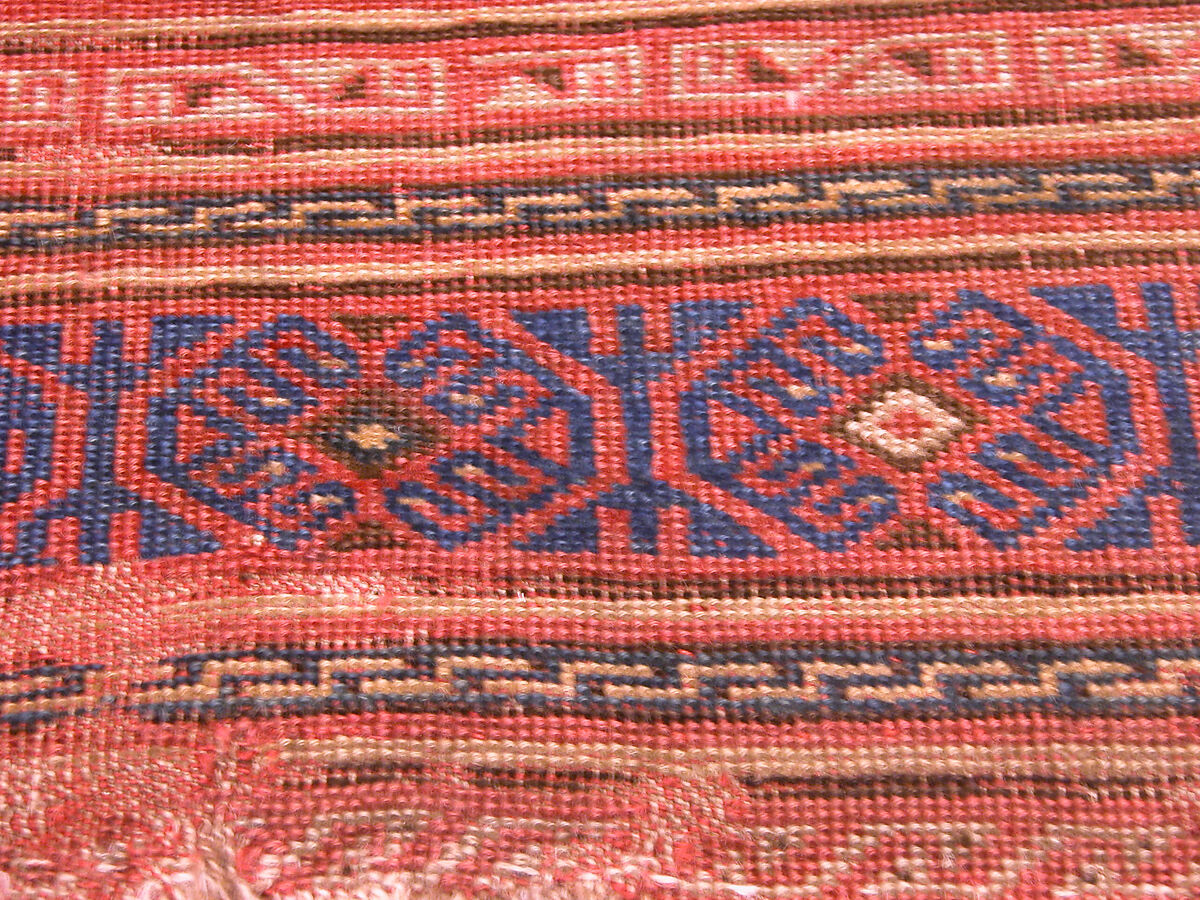 Confronted Animal Rug, Wool (warp, weft, and pile); symmetrically knotted pile