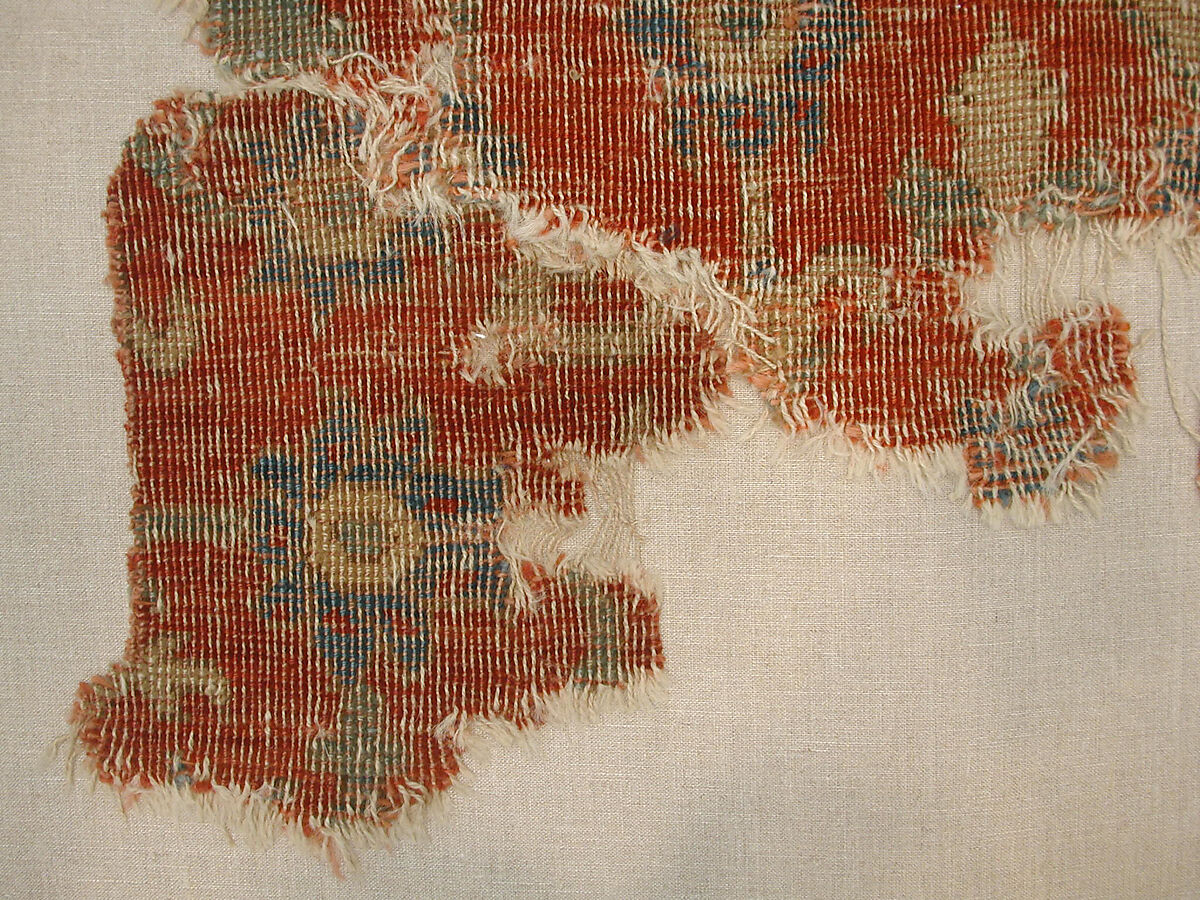 Carpet with Chintimani Border and Lotus Design, Animal hair (warp and weft), wool (pile); asymmetrically knotted pile