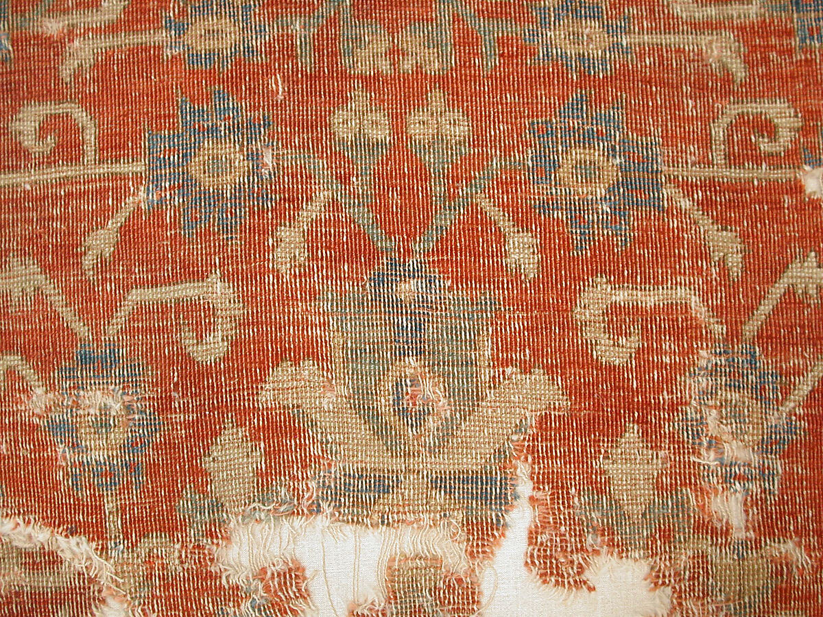 Carpet with Chintimani Border and Lotus Design, Animal hair (warp and weft), wool (pile); asymmetrically knotted pile