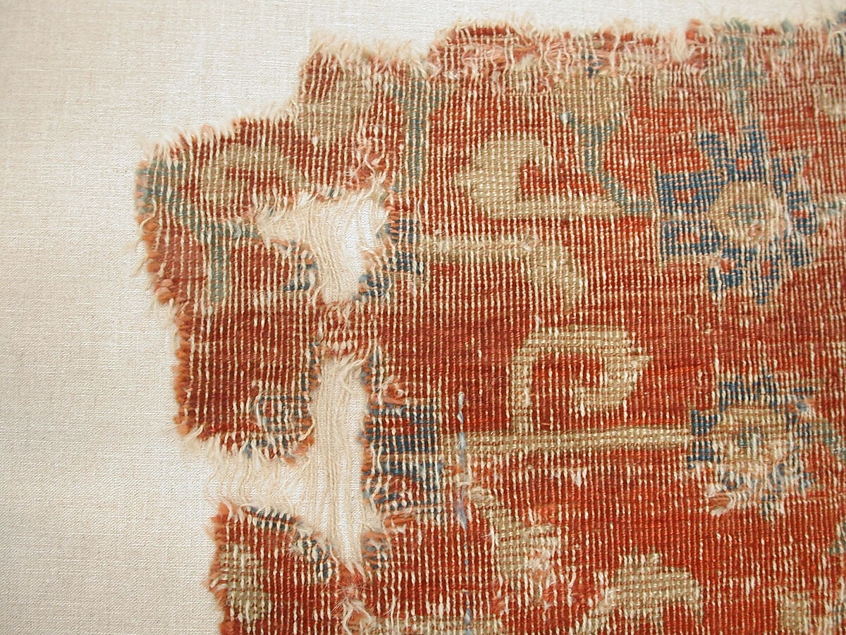 Carpet with Chintimani Border and Lotus Design, Animal hair (warp and weft), wool (pile); asymmetrically knotted pile