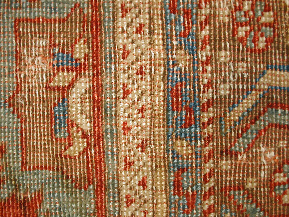 Carpet with Chintimani Border and Lotus Design, Animal hair (warp and weft), wool (pile); asymmetrically knotted pile