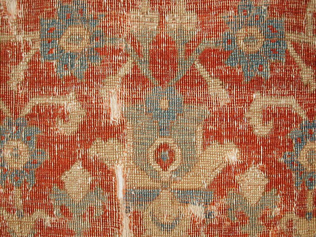 Carpet with Chintimani Border and Lotus Design, Animal hair (warp and weft), wool (pile); asymmetrically knotted pile