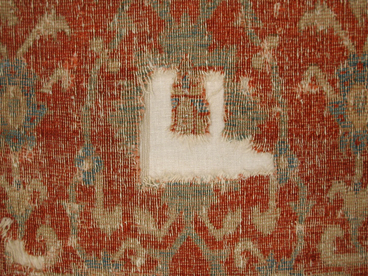 Carpet with Chintimani Border and Lotus Design, Animal hair (warp and weft), wool (pile); asymmetrically knotted pile
