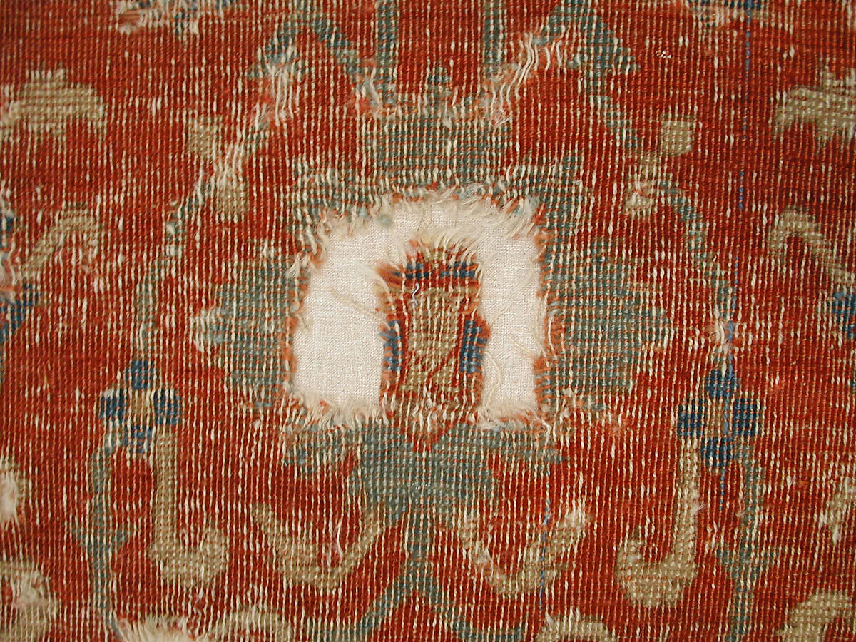 Carpet with Chintimani Border and Lotus Design, Animal hair (warp and weft), wool (pile); asymmetrically knotted pile