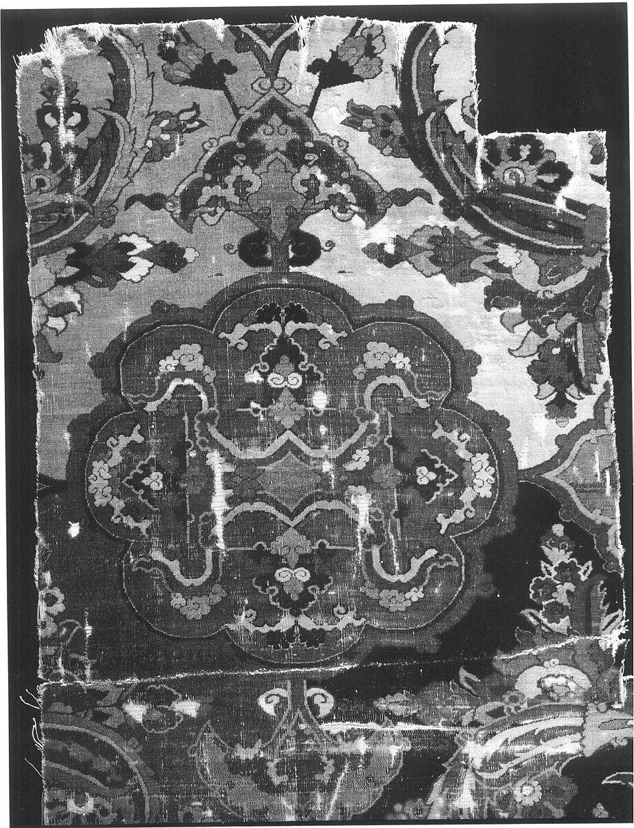 Khurasan Carpet Fragment, Cotton (warp), silk (weft), wool (weft and pile); asymmetrically knotted pile