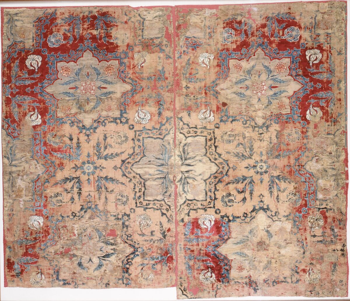 Textile Fragment, Silk and metal wrapped yarns; cut voided velvet