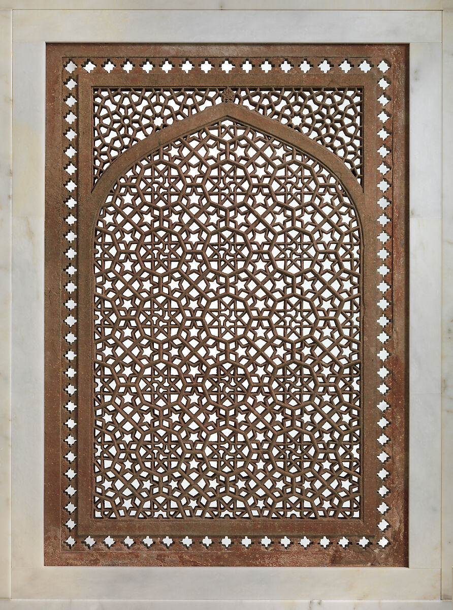 Pierced Window Screen (Jali), Red sandstone; pierced, carved