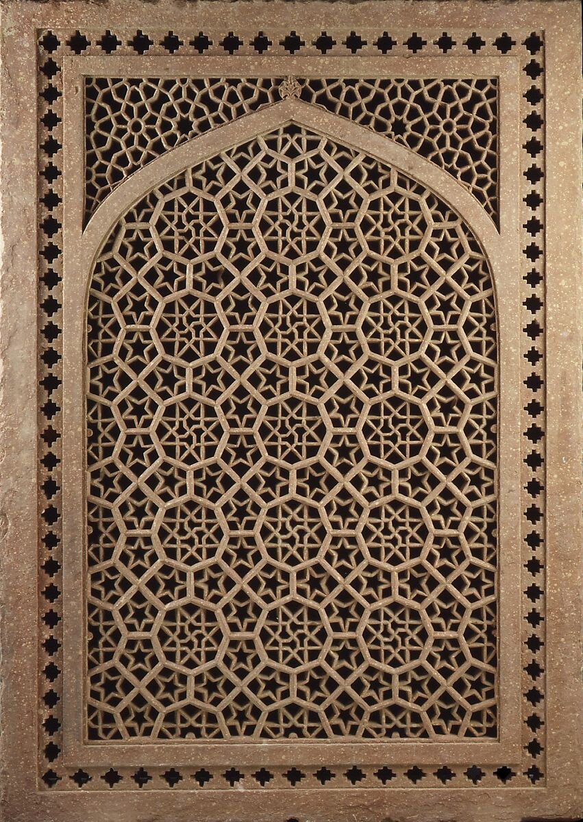 Pierced Window Screen (Jali), Red sandstone; pierced, carved