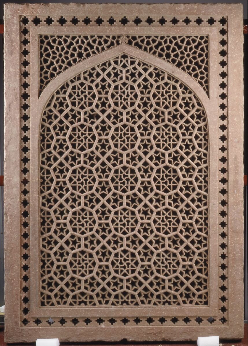 Pierced Window Screen (Jali), Red sandstone; pierced, carved