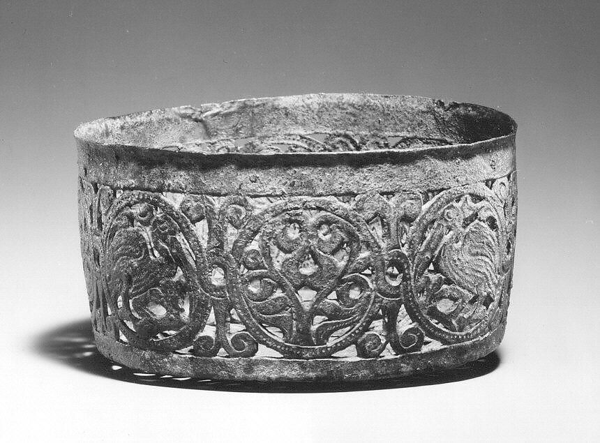 Vessel with Pierced Designs, Bronze; pierced and chased