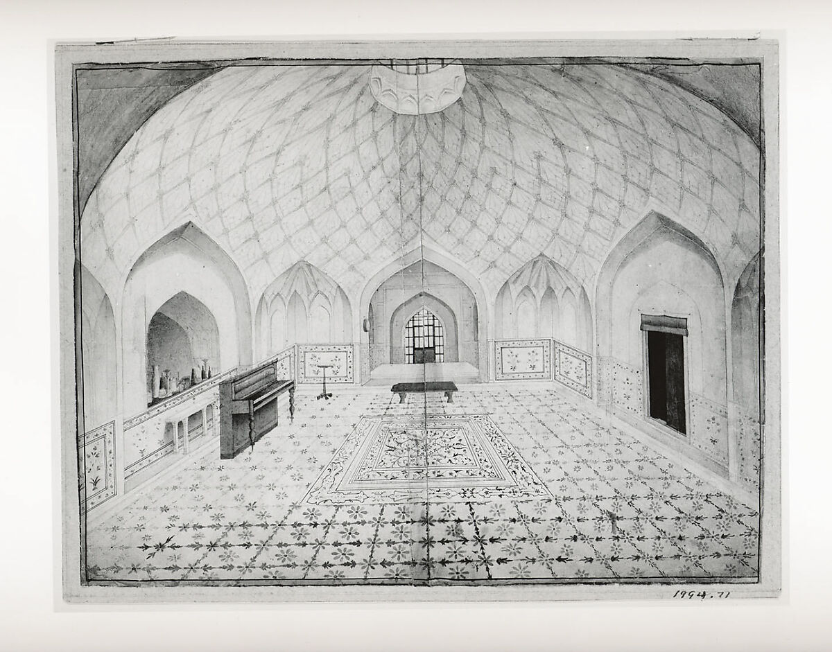 Interior of the Hammam at the Red Fort, Delhi, Furnished According to English Taste, Opaque watercolor on paper