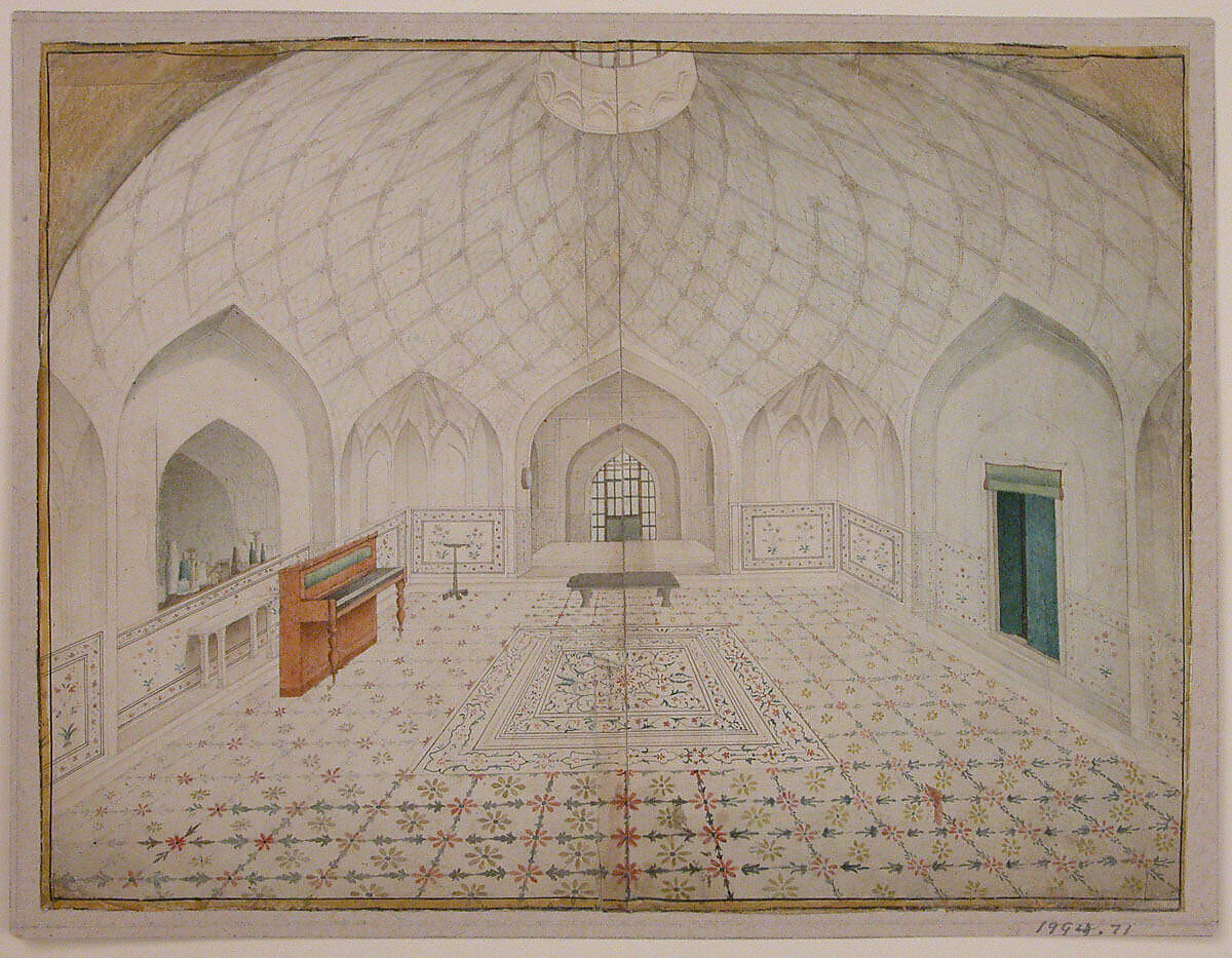 Interior of the Hammam at the Red Fort, Delhi, Furnished According to English Taste, Opaque watercolor on paper