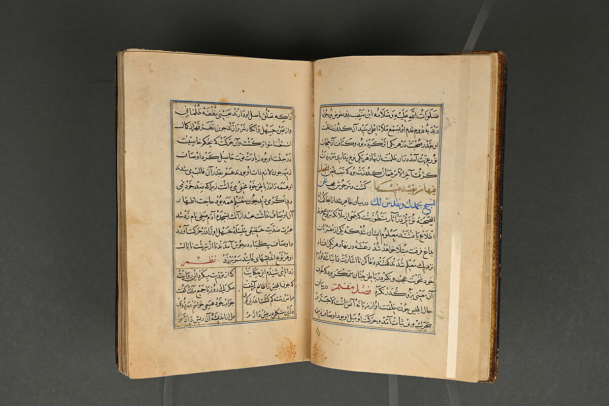 Illustrated Manuscript, Ink, opaque watercolor, and gold on paper; leather binding