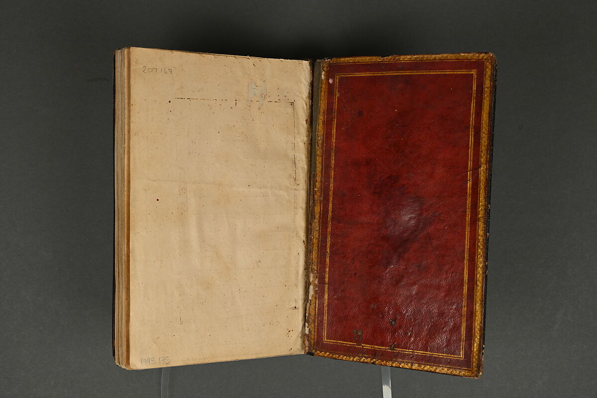 Illustrated Manuscript, Ink, opaque watercolor, and gold on paper; leather binding