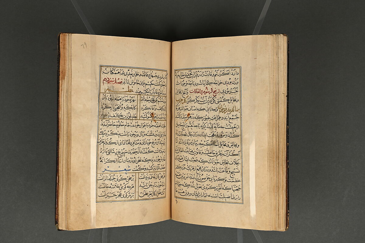 Illustrated Manuscript, Ink, opaque watercolor, and gold on paper; leather binding