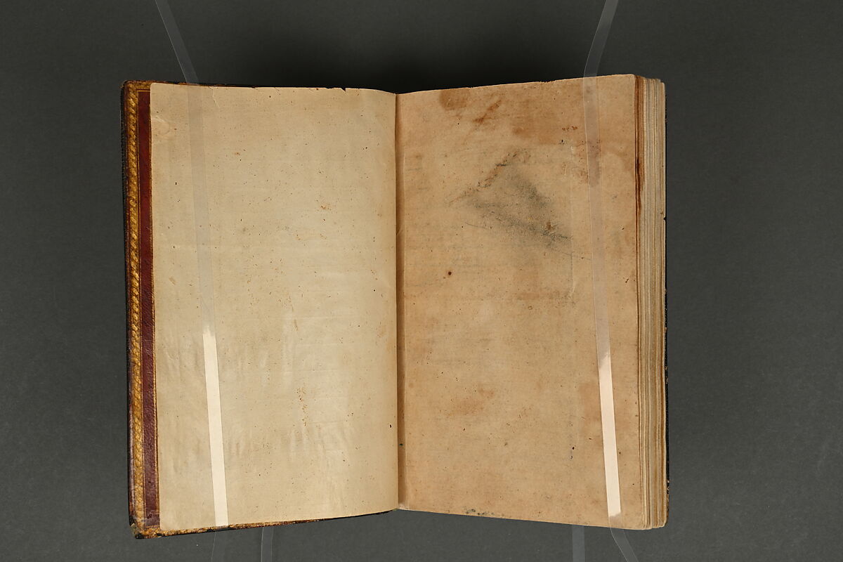 Illustrated Manuscript, Ink, opaque watercolor, and gold on paper; leather binding