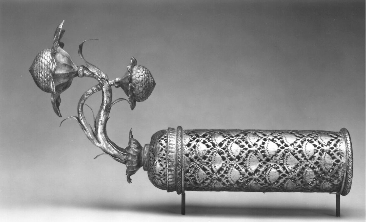 Palanquin Finials with Lotuses, Copper; cast, pierced, chased, and gilded