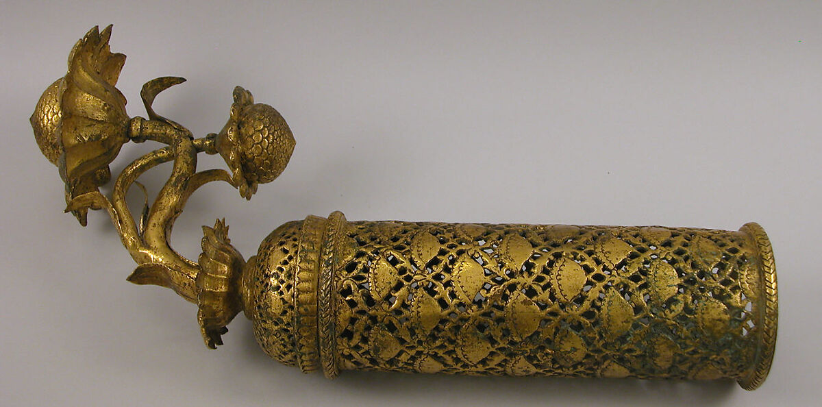 Palanquin Finials with Lotuses, Copper; cast, pierced, chased, and gilded