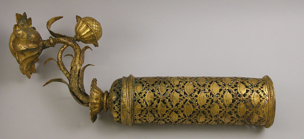 Palanquin Finials with Lotuses, Copper; cast, pierced, chased, and gilded