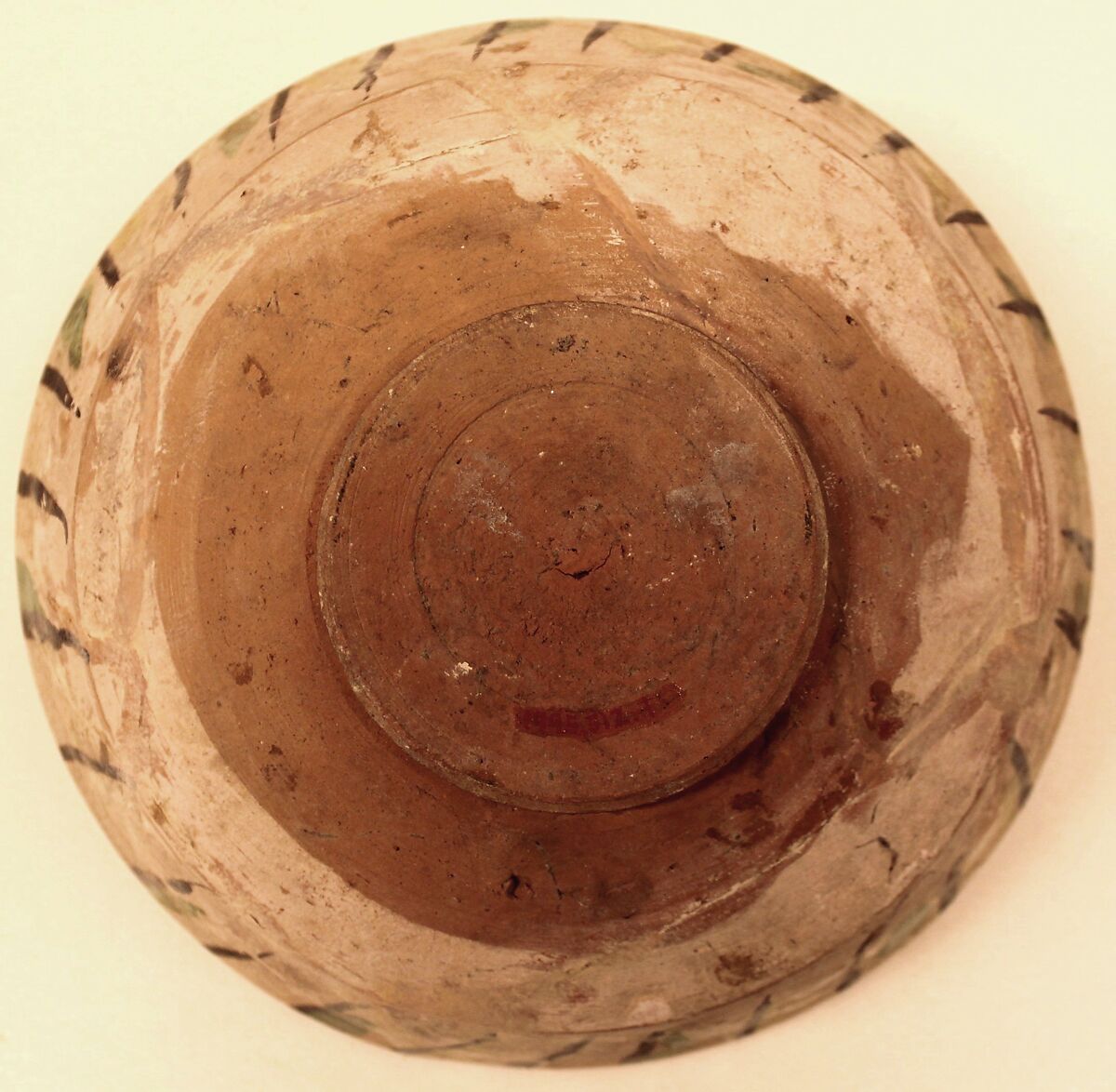 Bowl, Earthenware; underglaze slip painted