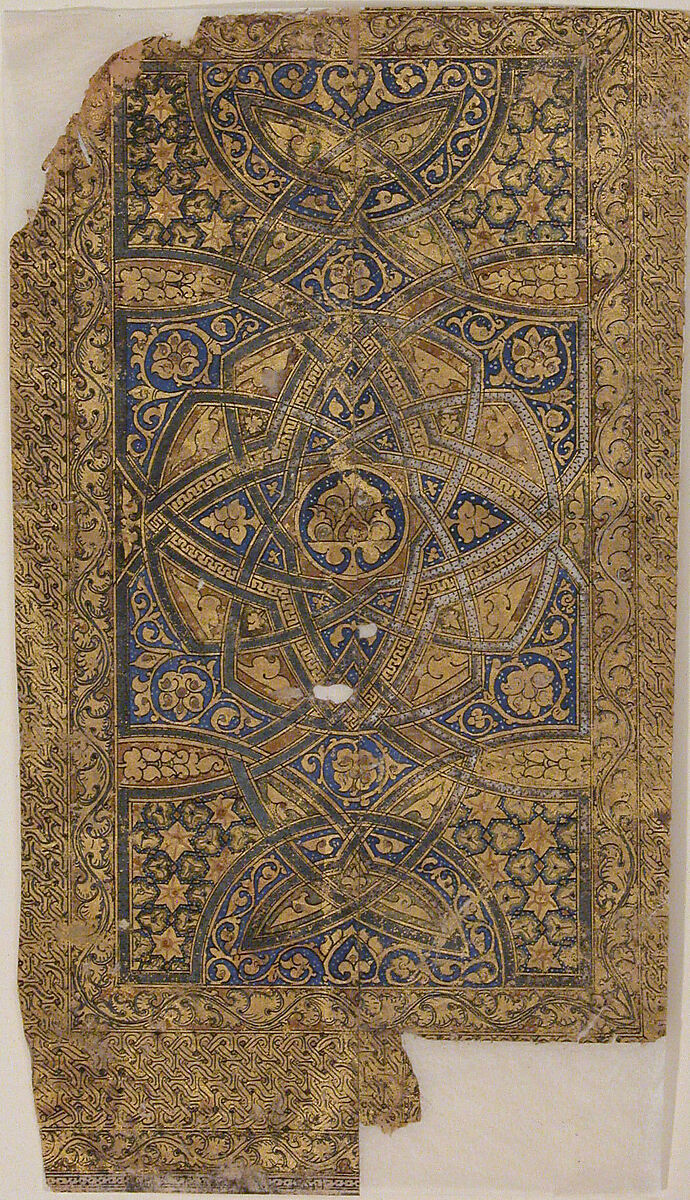 Folio from a Qur'an Manuscript, Ink, gold, and watercolor on paper 