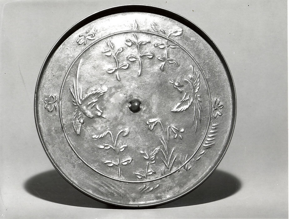 Haguro Mirror (Haguro-kyō) with Birds, Flowers, and Butterflies, Bronze, Japan