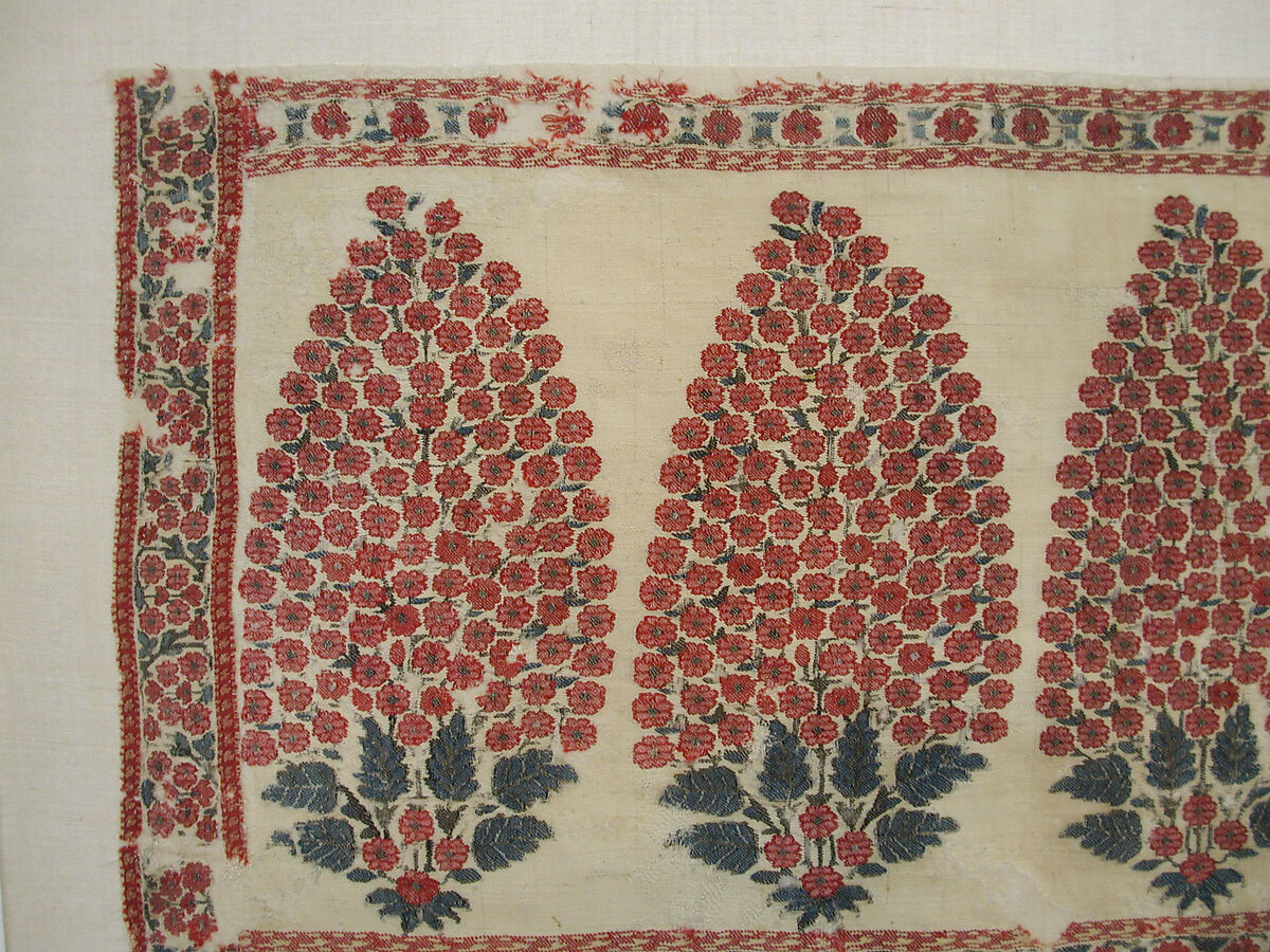 End Panel of a Sash, Pashmina wool; double interlocking twill tapestry weave