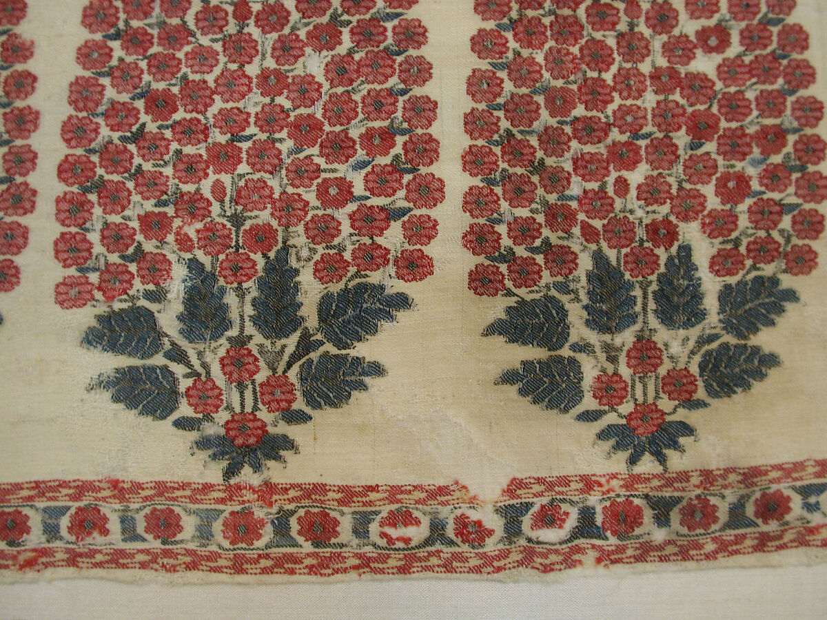 End Panel of a Sash, Pashmina wool; double interlocking twill tapestry weave