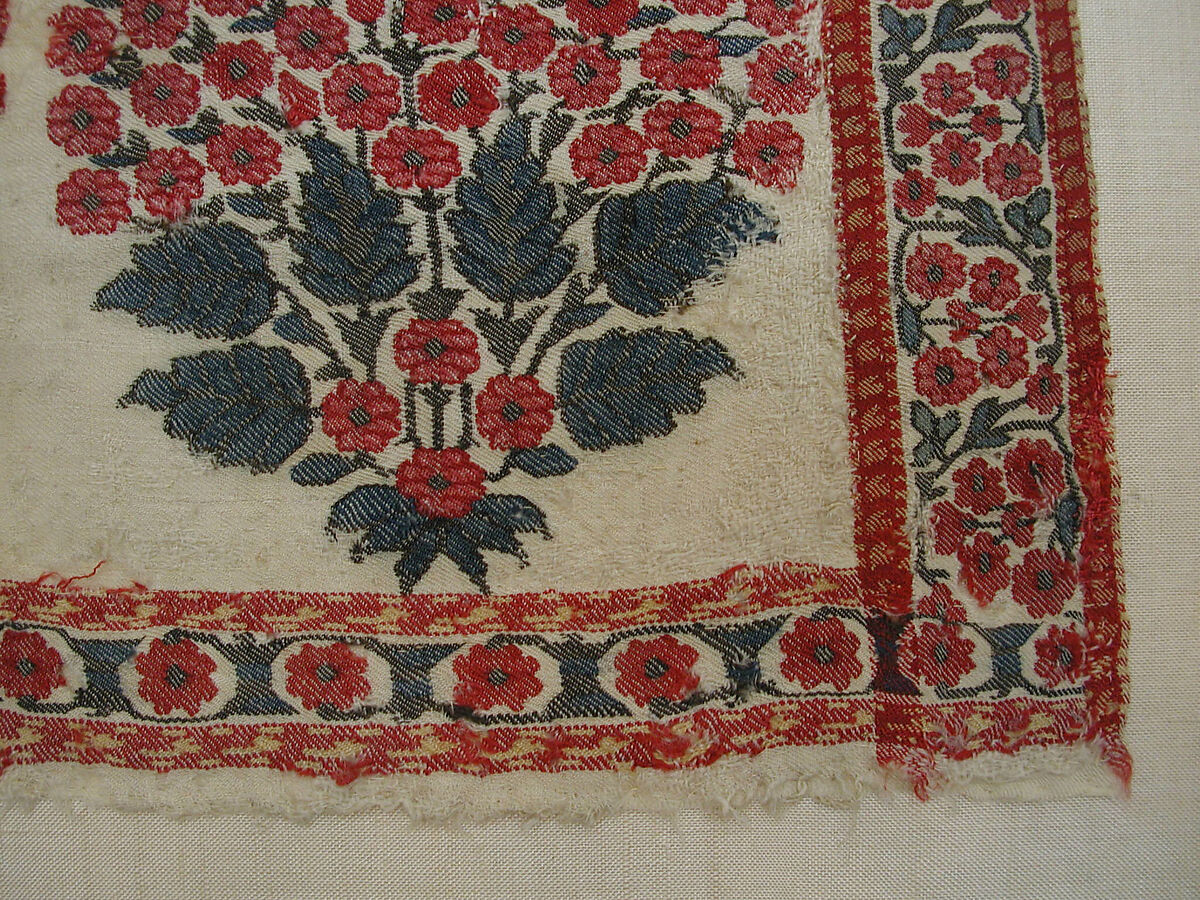 End Panel of a Sash, Pashmina wool; double interlocking twill tapestry weave