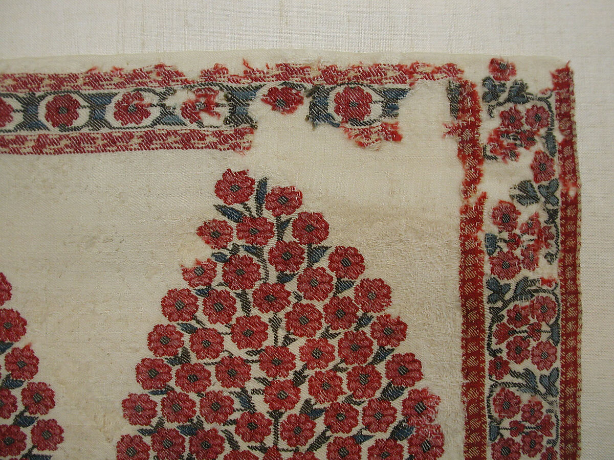 End Panel of a Sash, Pashmina wool; double interlocking twill tapestry weave