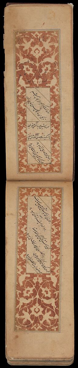 Anthology of Persian Poetry in Oblong Format (Safina), Sultan Muhammad Nur (Iranian, ca. 1472–ca. 1536), Ink, watercolor, and gold on paper.Binding: leather