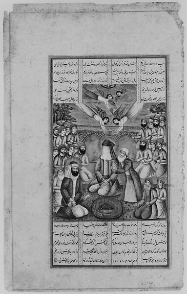 "Salman-i Farsi's Conversion," Folio from a Hamla-yi Haidari (Attack of the Lion), Ink, opaque watercolor, silver, and gold on paper