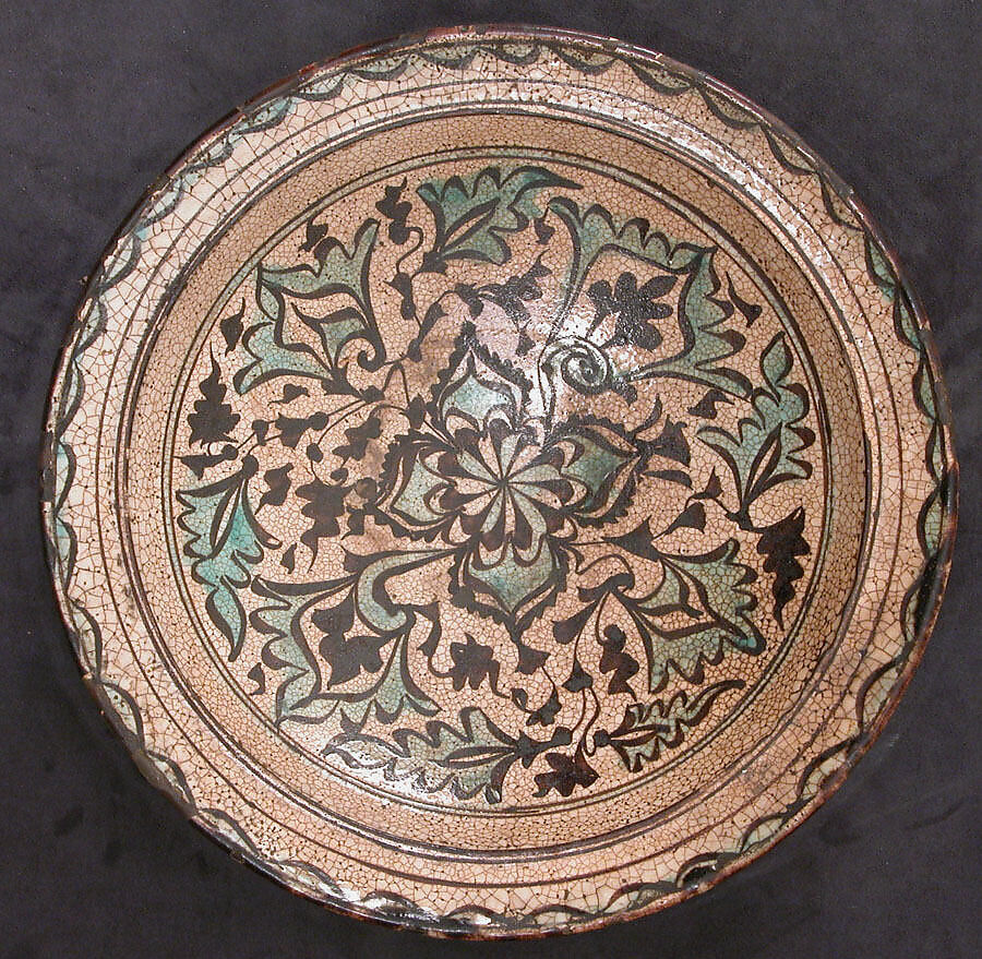 Dish, Clay, painted and glazed 